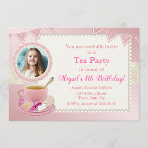 Tea Party verjaardagsuitnodiging klein meisje Kaart