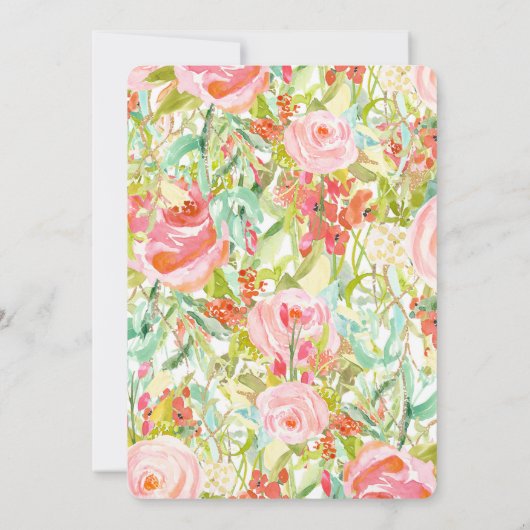 Tea party verjaardagsuitnodiging meisje floral gol kaart (Achterkant)