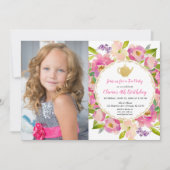 Tea Party verjaardagsuitnodiging, meisje verjaarda Kaart (Voorkant)