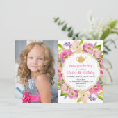 Tea Party verjaardagsuitnodiging, meisje verjaarda Kaart (Staand voorkant)