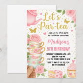 Tea Party verjaardagsuitnodiging met bijpassende t Kaart (Voorkant / Achterkant)