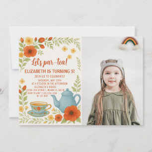  Tea Party Verjaardagsuitnodiging met Elegant Kaart
