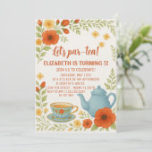  Tea Party Verjaardagsuitnodiging met Elegant Kaart (Staand voorkant)