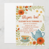  Tea Party Verjaardagsuitnodiging met Elegant Kaart (Voorkant / Achterkant)