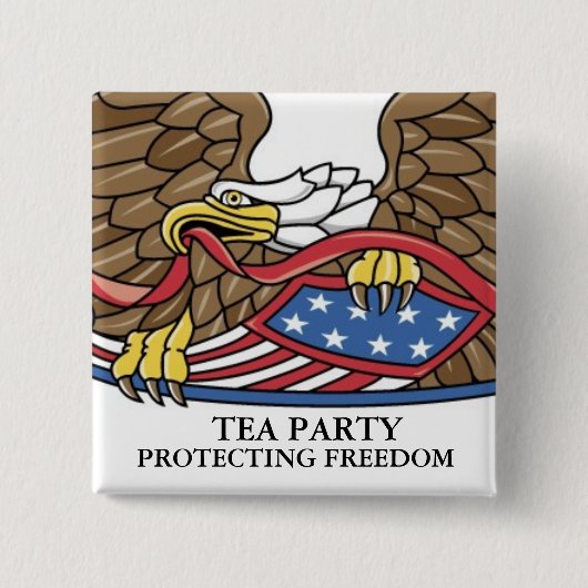 TEA PARTY VIERKANTE BUTTON 5,1 CM (Voorkant)