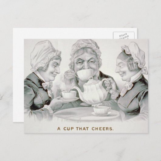  Tea Party-vrienden, een kopje dat juicht Briefkaart (Voorkant / Achterkant)