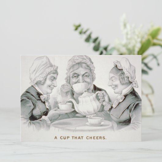 Tea Party-vrienden, een kopje dat juicht Kaart (Staand voorkant)