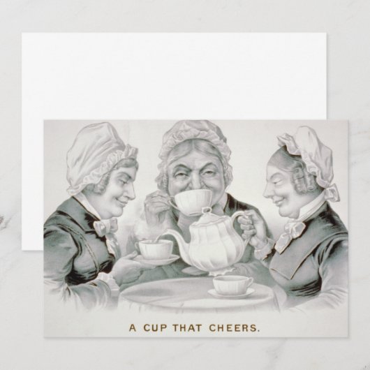Tea Party-vrienden, een kopje dat juicht Kaart (Voorkant / Achterkant)