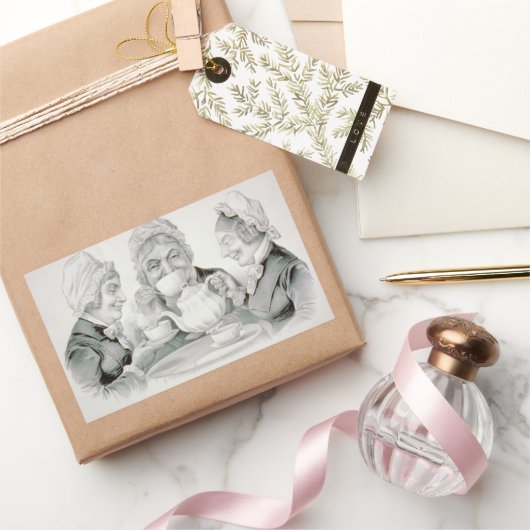  Tea Party-vrienden, een kopje dat juicht Rechthoekige Sticker (Geschenken)