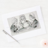  Tea Party-vrienden, een kopje dat juicht Rechthoekige Sticker (Envelop)