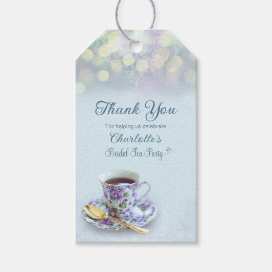  Tea Party Vrijgezellenfeest Aqua Cadeaulabel (Voorkant)