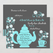 Tea Party Vrijgezellenfeest Aqua en leisteen Kaart (Voorkant / Achterkant)