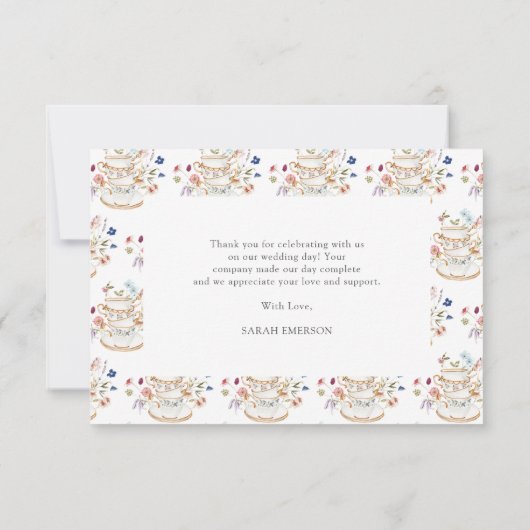 Tea Party Vrijgezellenfeest Bedankkaart (Achterkant)