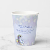 Tea Party Vrijgezellenfeest Blauw Papieren Bekers (Achterkant)