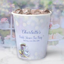  Tea Party Vrijgezellenfeest Blauw Papieren Bekers