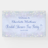 Tea Party Vrijgezellenfeest Blauw Welkom Spandoek (Horizontaal)