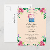 Tea Party Vrijgezellenfeest Bloemen Schattige  blo Briefkaart (Voorkant / Achterkant)