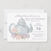 Tea Party Vrijgezellenfeest Bloemen Theepot Kaart (Voorkant)