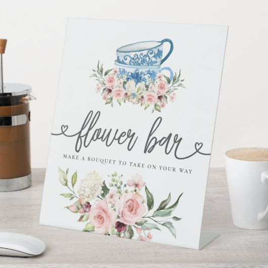 Tea Party Vrijgezellenfeest Bloemenbar Reclamebord Met Voetstuk (Insitu)