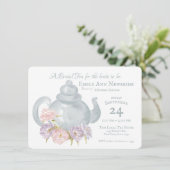 Tea Party Vrijgezellenfeest Bloemenpot Uitnodiging (Staand voorkant)