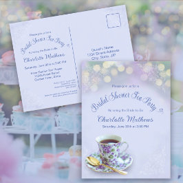  Tea Party Vrijgezellenfeest Blue Invitation Briefkaart