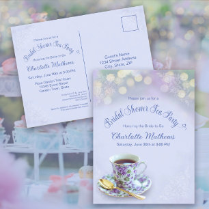  Tea Party Vrijgezellenfeest Blue Invitation Briefkaart