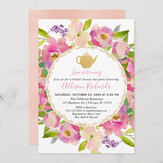 Tea party vrijgezellenfeest Boho blush roze pastel Kaart (Voorkant / Achterkant)
