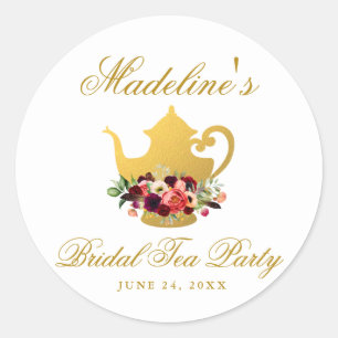 Tea Party Vrijgezellenfeest Bourgondië Floral Boho Ronde Sticker
