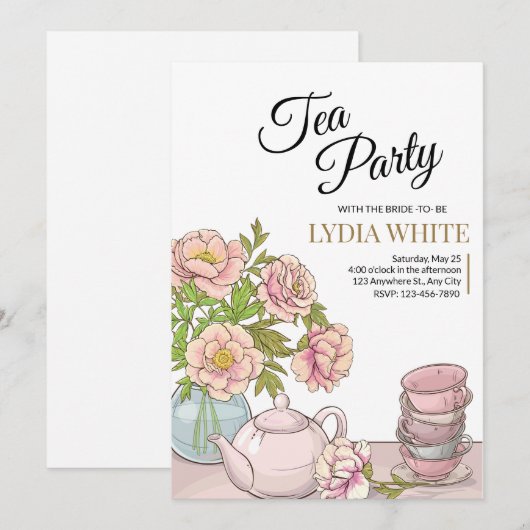 Tea Party Vrijgezellenfeest bruids theedouche Kaart (Voorkant / Achterkant)