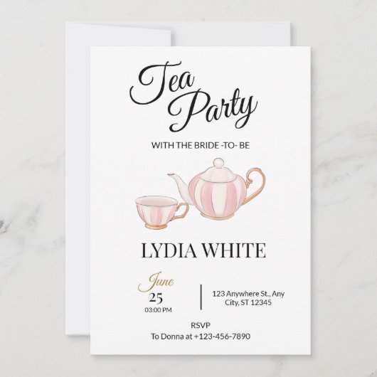 Tea Party Vrijgezellenfeest bruids theedouche Kaart (Voorkant)
