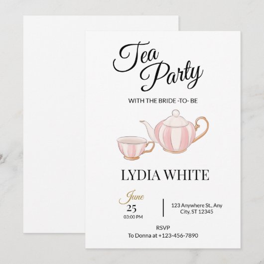 Tea Party Vrijgezellenfeest bruids theedouche Kaart (Voorkant / Achterkant)