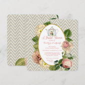 Tea Party Vrijgezellenfeest Chevron Stripes Roos Kaart (Voorkant / Achterkant)
