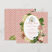 Tea Party Vrijgezellenfeest Chevron Stripes Roos Kaart (Voorkant / Achterkant)