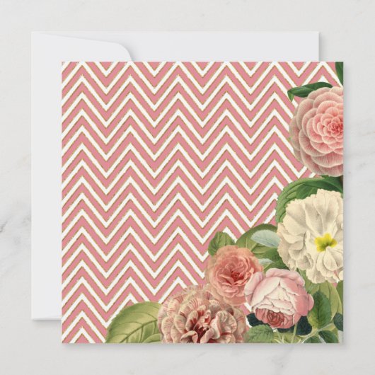 Tea Party Vrijgezellenfeest Chevron Stripes Roos Kaart (Achterkant)