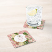 Tea Party Vrijgezellenfeest Chevron Stripes Roos Kartonnen Onderzetters (Insitu)