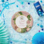 Tea Party Vrijgezellenfeest Chevron Stripes Roos Papieren Bordje (Feest)