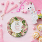 Tea Party Vrijgezellenfeest Chevron Stripes Roos Papieren Bordje (Feest)