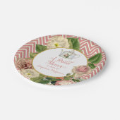Tea Party Vrijgezellenfeest Chevron Stripes Roos Papieren Bordje (Gekanteld)