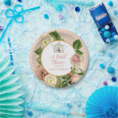 Tea Party Vrijgezellenfeest Chevron Stripes Roos Papieren Bordje (Feest)