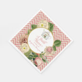 Tea Party Vrijgezellenfeest Chevron Stripes Roos Servet (Hoek)