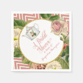 Tea Party Vrijgezellenfeest Chevron Stripes Roos Servetten (Voorkant)