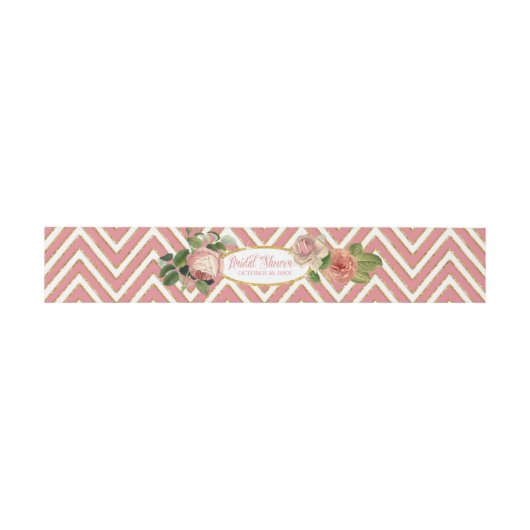 Tea Party Vrijgezellenfeest Chevron Stripes Roos Uitnodigingen Wikkel (Vlak)