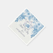 Tea Party Vrijgezellenfeest Dusty Blue n White Flo Servet (Hoek)