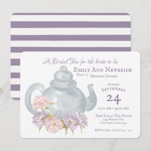 Tea Party Vrijgezellenfeest Floral Tea pot Kaart