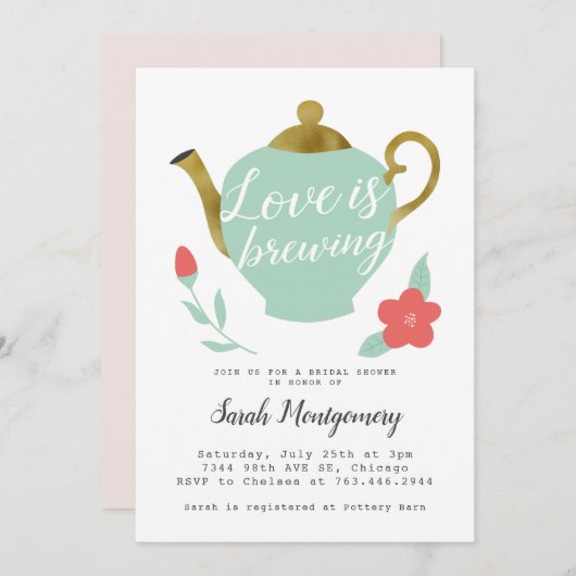 Tea Party Vrijgezellenfeest Kaart (Voorkant / Achterkant)