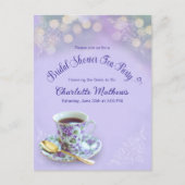 Tea Party Vrijgezellenfeest Lavendel Invitatio Briefkaart (Voorkant)