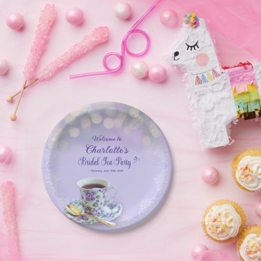  Tea Party Vrijgezellenfeest Lavendel Papieren Bordje (Feest)