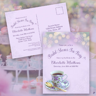  Tea Party Vrijgezellenfeest Lila uitnodiging