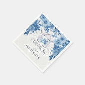 Tea Party Vrijgezellenfeest Navy Blauw N Wit Bloem Servet (Hoek)