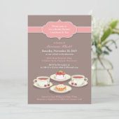 Tea Party Vrijgezellenfeest Platte Uitnodiging (Staand voorkant)